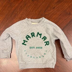 Marmar Copenhagen Kids Gray Sweatshirt with Green Logo